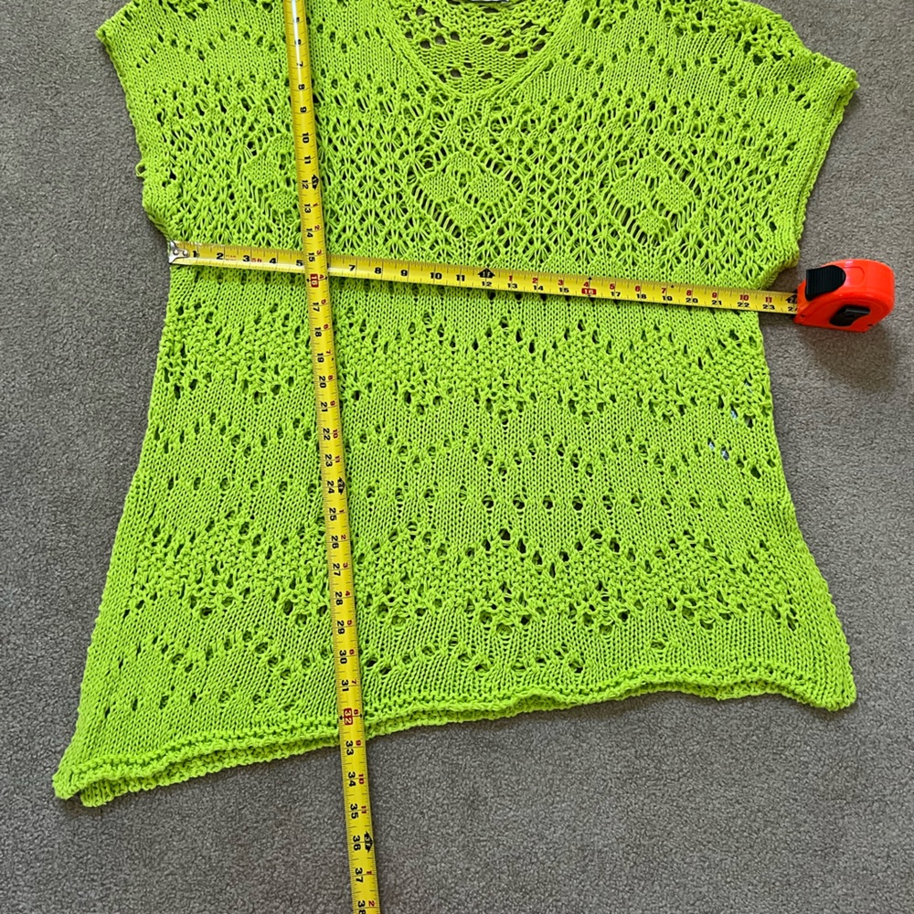 Zara oversized loose green open knit sweater with side slits   Size M/L.